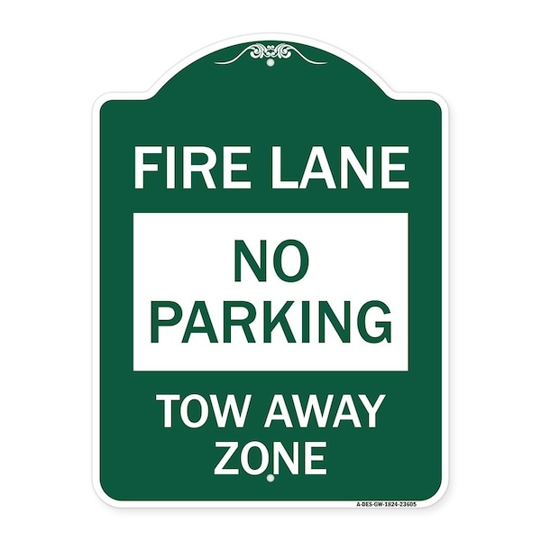 Signmission Designer Series No Parking Tow-Away Zone, Green & White Aluminum Sign, 18" x 24", GW-1824-23605 A-DES-GW-1824-23605 - main